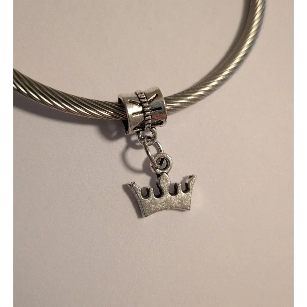 Silver Crown Dangle Charm for European‎ Bracelet Royal Princess Tiara Pendant